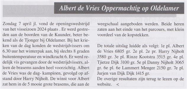Albert de Vries wint op Oldelamer