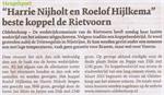 “ Harrie Nijholt en Roelof Hijlkema “ beste koppel de Rietvoorn