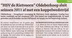 “ HSV de Rietvoorn “ sluit seizoen 2011 af met een koppelwedstrijd